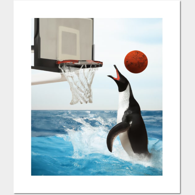 Funny Orca Dunking Basketball Wall Art by Merchweaver